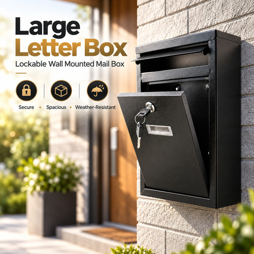 Large black post box - large,